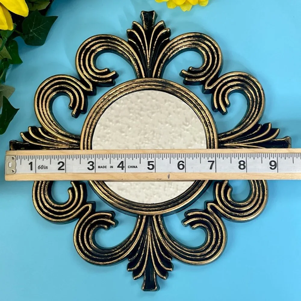 Rustic Decorative Mirror Antique Look Brushed Gold‎ Finish Home Wall Decor
